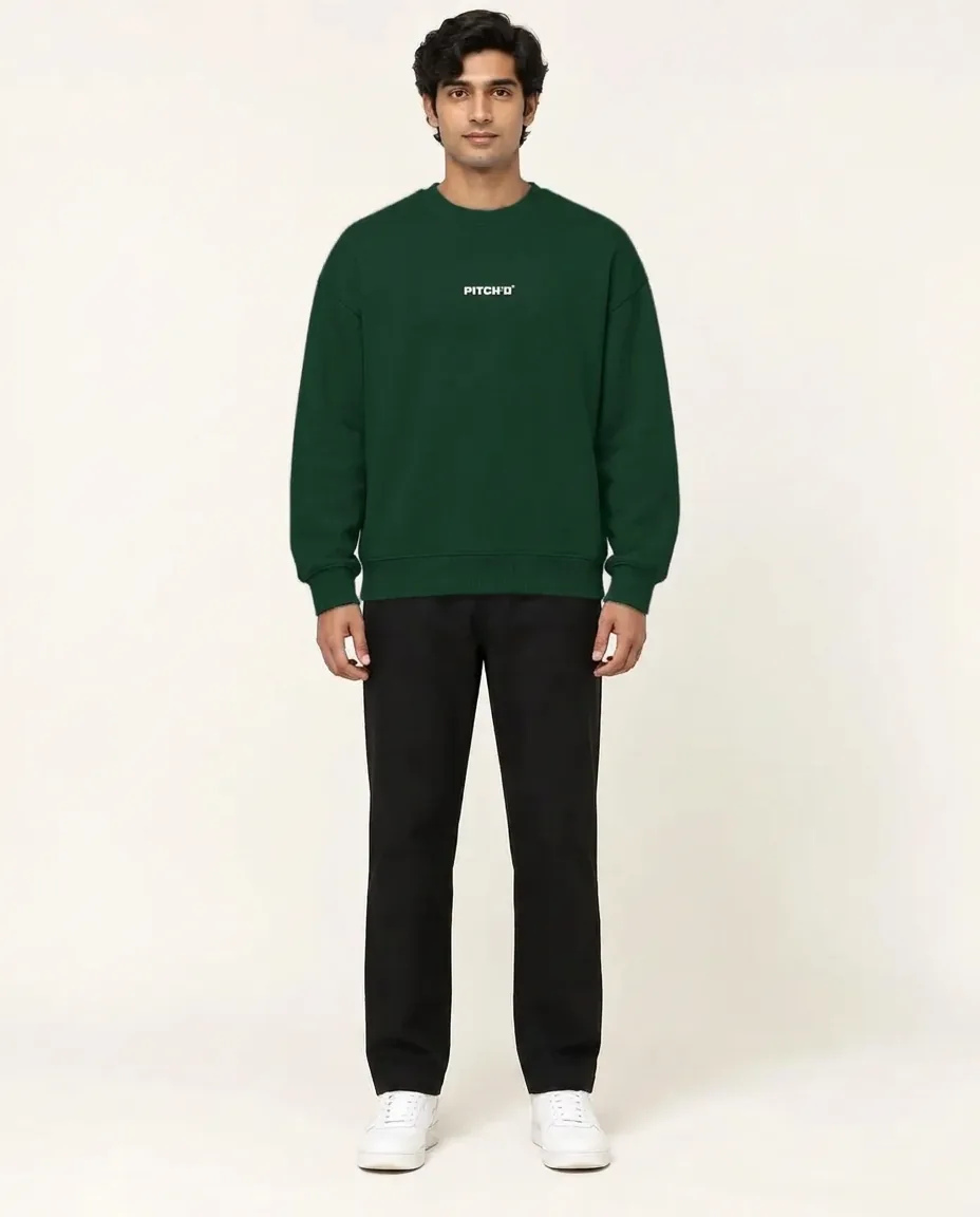 PITCH'D Oversized Sweatshirt - BOTTLE GREEN