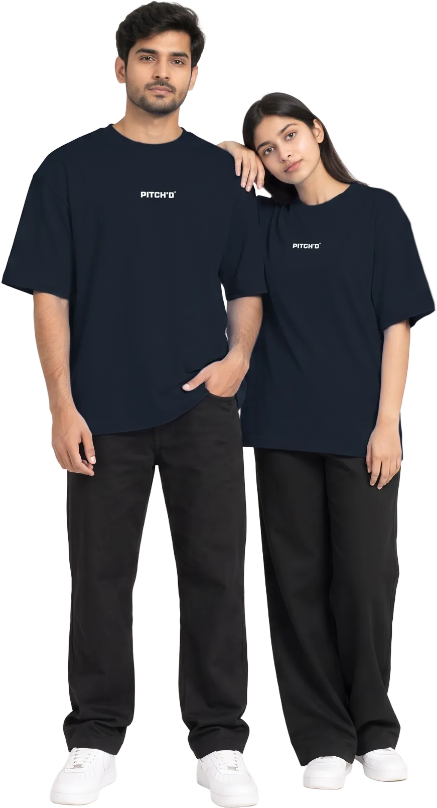 PITCH'D Oversized Tee - NAVY on model